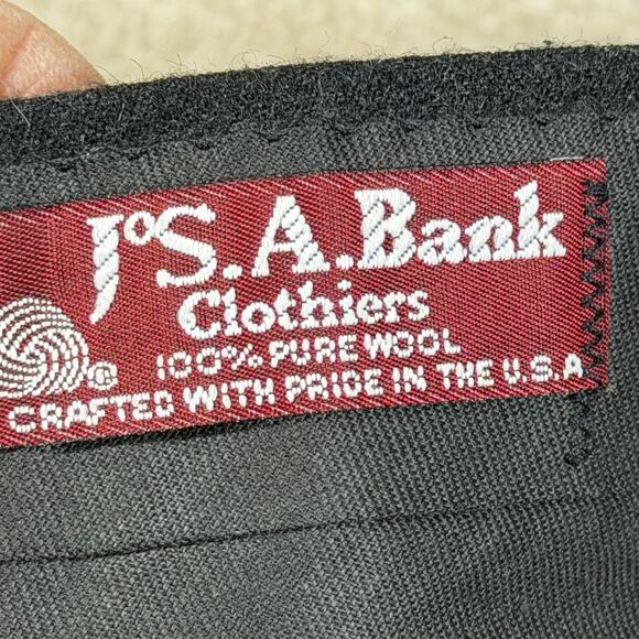 Jos A Bank Men 36x32.5 Dark Gray 100% Wool Flat Front Straight Leg Dress Pants - Picture 3 of 8
